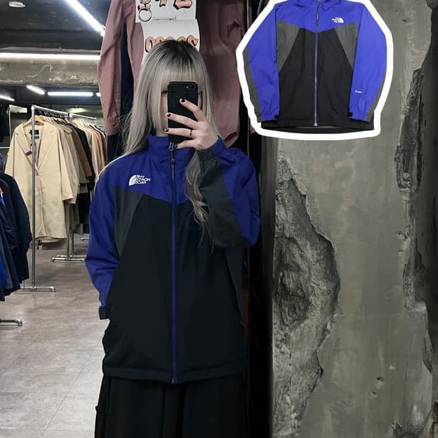 노스페이스 바람막이 점퍼 네이비 블랙 90 #csz3095