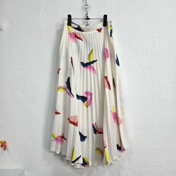 제평브라운즈 패턴 플리츠 롱 스커트 M