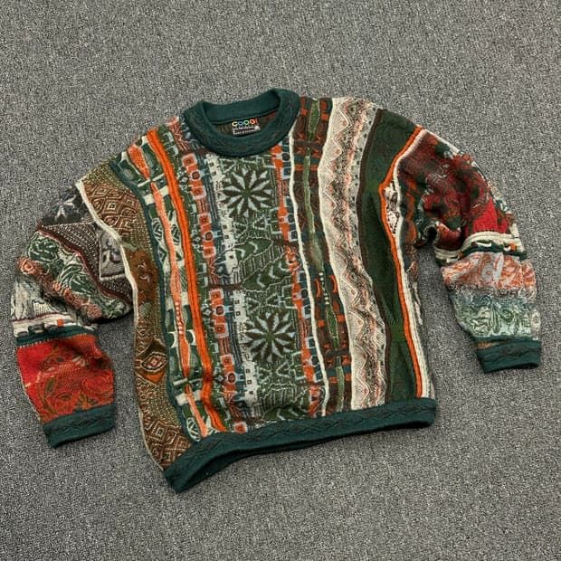 S)쿠지 Coogi 빈티지 패턴 케이블 울니트