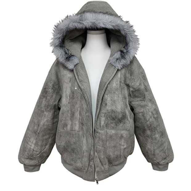 워싱 컬러 후드 점퍼