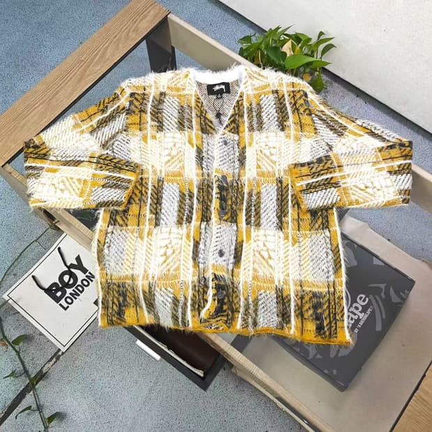 스투시 브러쉬드 가디건 피치 L