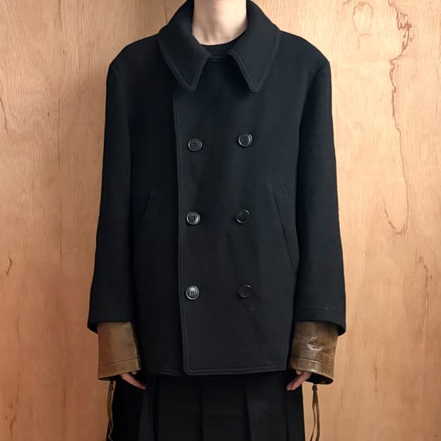 파세타즘 레더 더블 슬리브 피코트