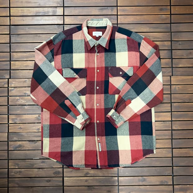 Omphalos 플란넬 체크 셔츠 (XL)