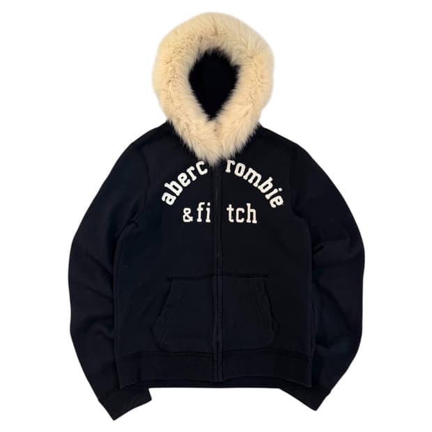 아베크롬비 딱붙핏 울프죠 퍼 후드집업 블랙