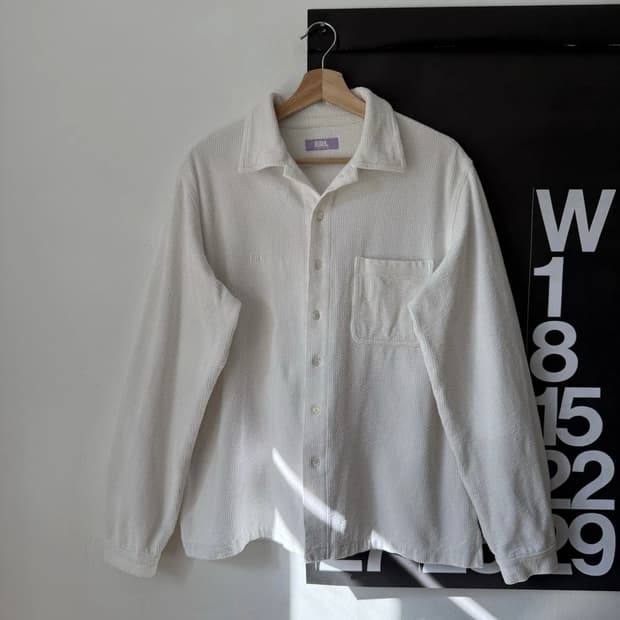 ERL 이알엘 코듀로이 코튼 오버사이즈 버튼 업 셔츠 아이보리 화이트
