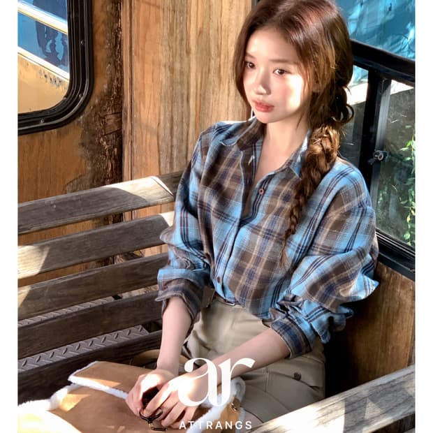 [새상품] 아뜨랑스 made 피치기모 체크셔츠