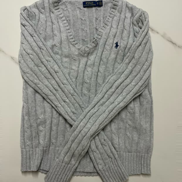 폴로 브이넥 니트 그레이 xs