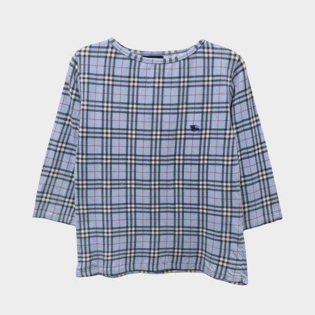 버버리 런던 체크 패턴 긴팔 티셔츠 63246