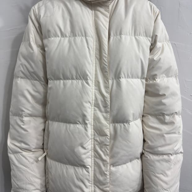 L.L.bean white fur hood twoway padding