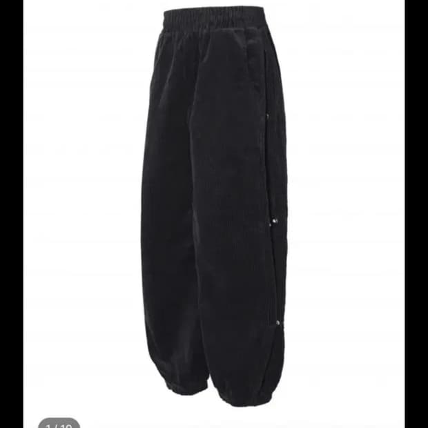 mjd CORDUROY SIDE SNAP WIDE PANTS (BLACK