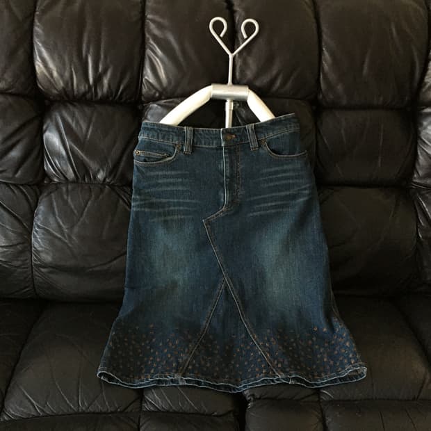 denim flare midi skirt