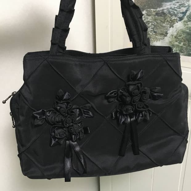 일본빈티지 블랙 레이스 플라워백 토트백 꼼데 트밍 유노이아 cos