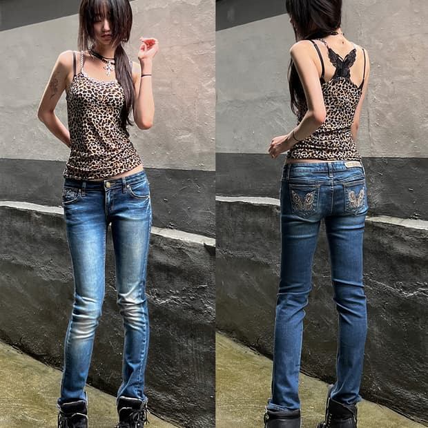 Crystal Butterfly Leopard Sleeveless