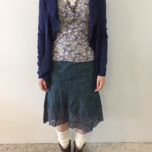 크로쉐 데님 스커트 