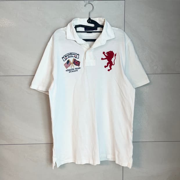 폴로 랄프로렌 사자 자수 빅로고 반팔 카라 셔츠 화이트 [M]