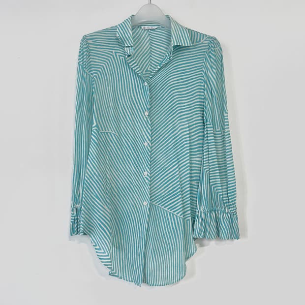 로로피아나 스트라이프 실크 셔츠 블라우스