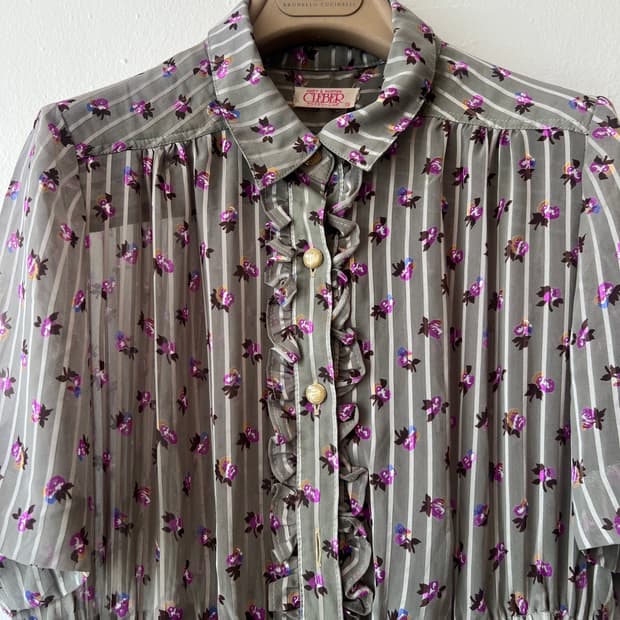 일본수입 CLEBER 여성 카키 플라워원피스 쉬폰원피스