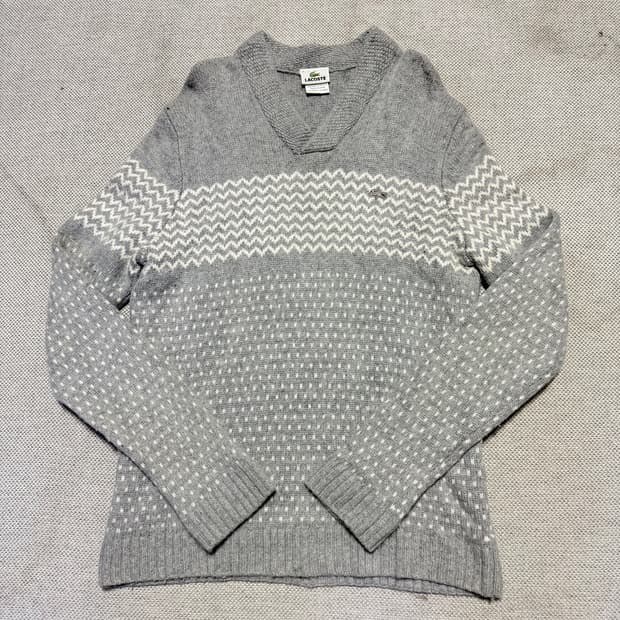 라코스테 그레이 패턴 니트 스웨터