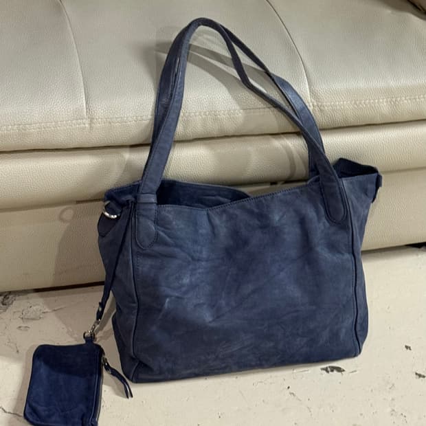 Italy real leather ash blue shoulder bag