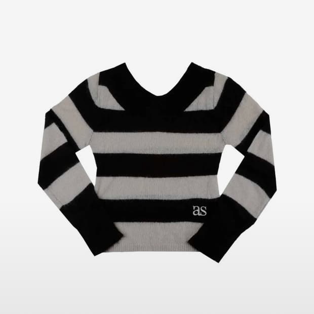 ASON PONY STRIPE KNIT / BLACK