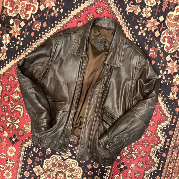 ( M-L ) 가죽자켓 레더자켓 빈티지가죽 봄버자켓 밀리터리 워크웨어