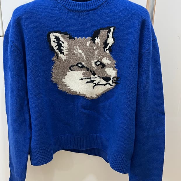 23fw 메종키츠네 빅폭스 로얄블루니트 L (새상품급)