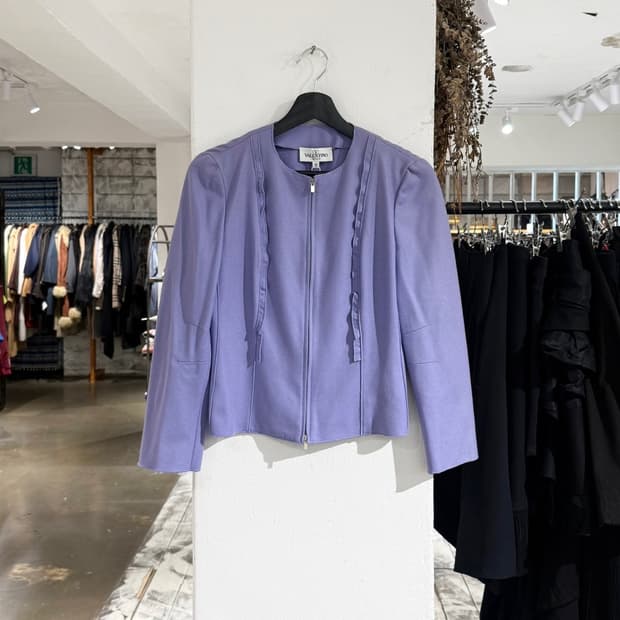 발렌티노 미스 브이 라벤더 러플 집업 자켓