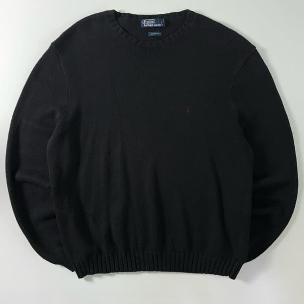 Polo  폴로 랄프로렌 90,s 자수 블랙 라운드 니트 