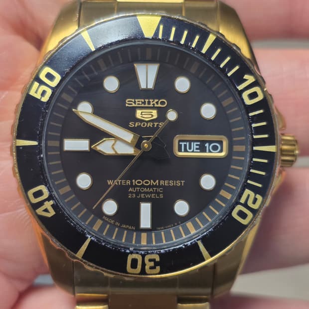 세이코 (SEIKO) SNZF22J1 오토메틱 서버마리너 골드 스켈레톤 