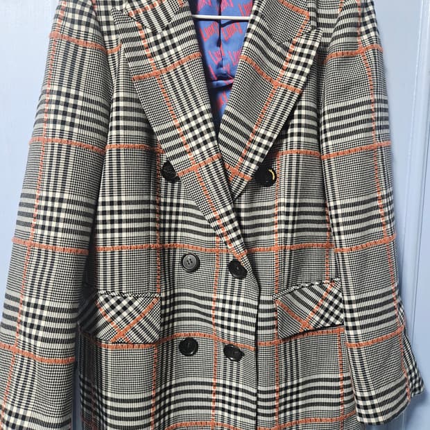 럭키슈에뜨 체크 더블 브레스트 자켓