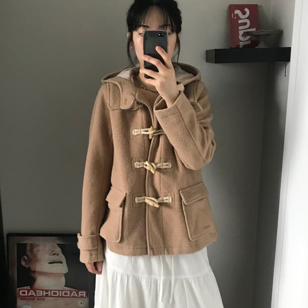 일본 JPN 빈티지 베이지 후드 떡볶이 숏코트 