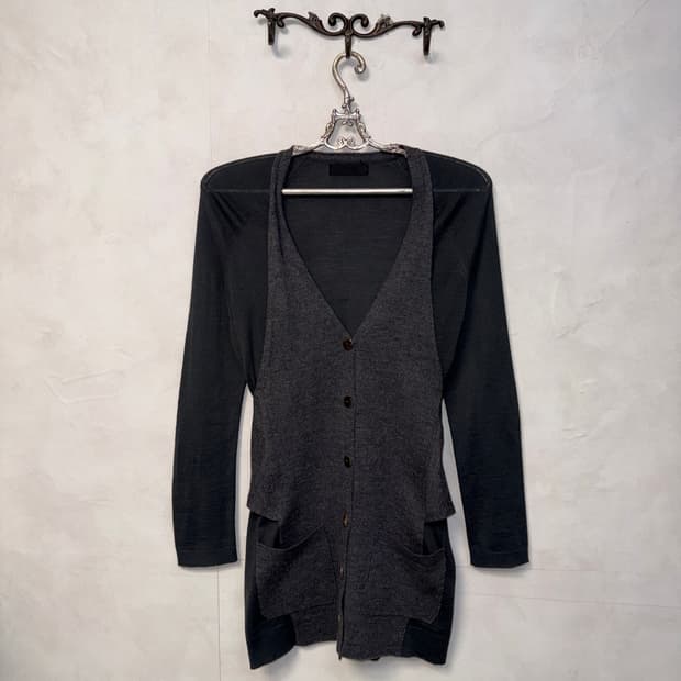 SYSTEM charcoal vest layered loose 가디건