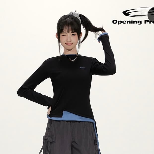 아이브 레이 착용)오프닝프로젝트 레이어드 긴팔티셔츠