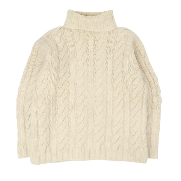 2000s 폴로진스 헤비웨이트 아이보리 케이블 터틀넥 스웨터 니트