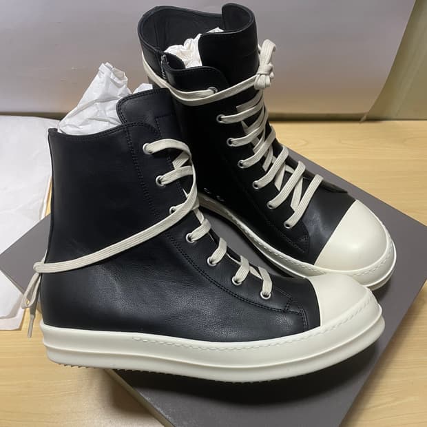 [43,44] 릭오웬스 라몬즈 하이탑 스니커즈 블랙밀크