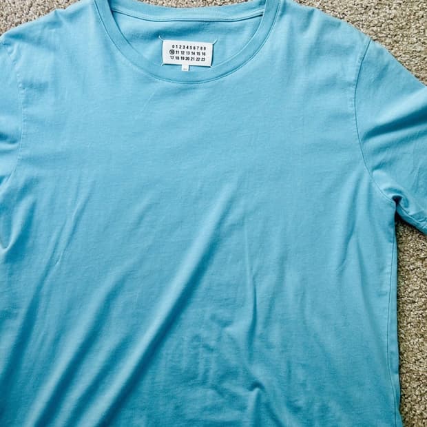 margiela back stitch t shirt blue