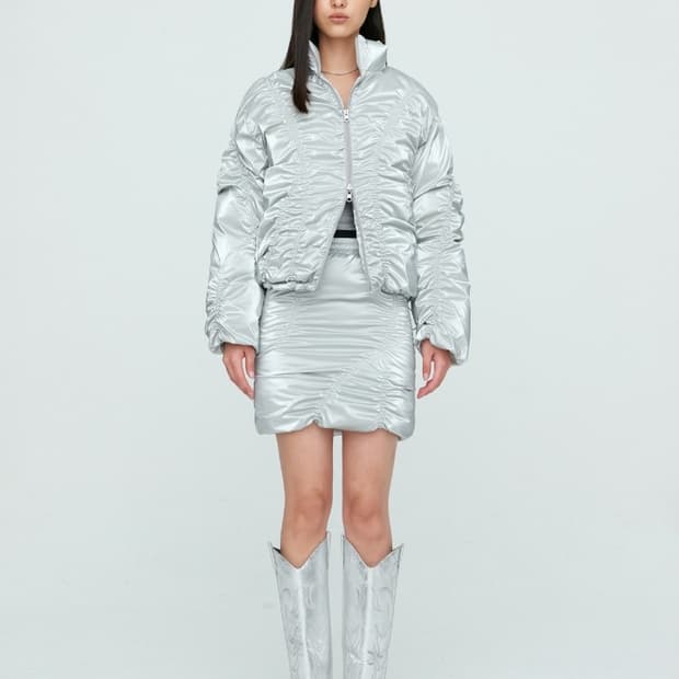 나체 리버시블 패딩 실버