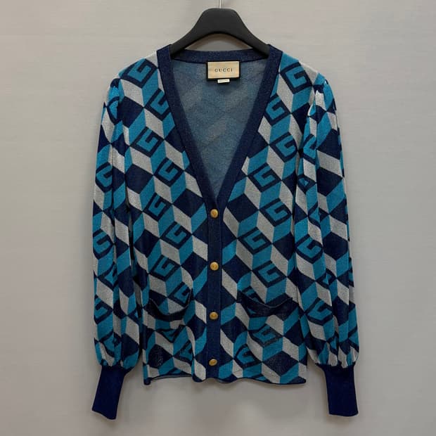 구찌 GG LAME 자카드 브이넥 가디건 ( 55~66 )