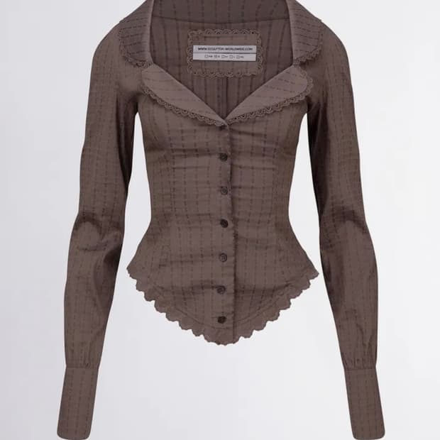 Clover Leaf Neck Blouse Dark Mauve