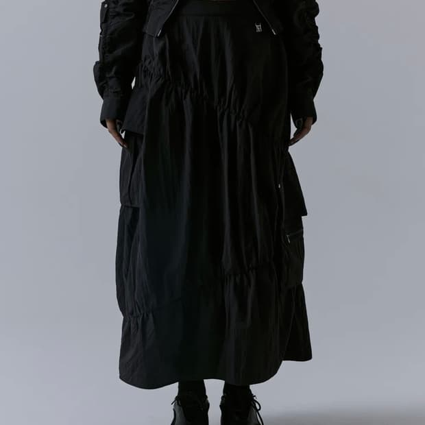 Nylon Cargo Shirring Set-up Skirt