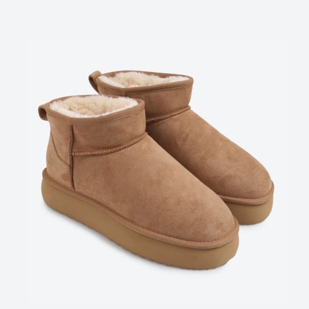 (240) 슈펜 어그 신세틱 스웨이드 웜 플랫폼 숏부츠 방한화 털부츠