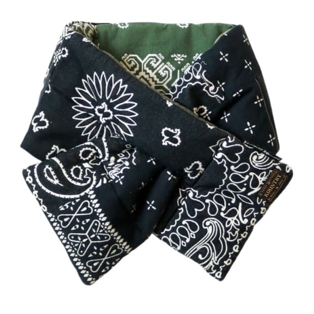 캐피탈 플란넬 반다나 패턴 리버시블 케사 머플러 블랙 카키