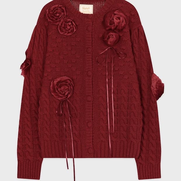 시눈 rosette volume cardigan