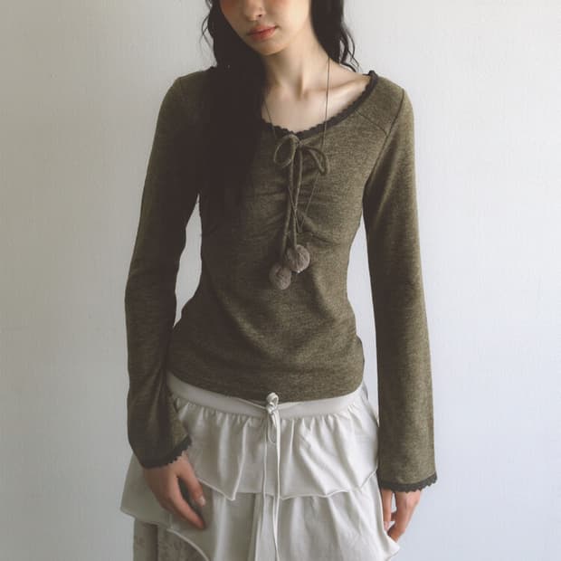 Badblue 배드블루 Stilla Lace L/S Khaki 새상품