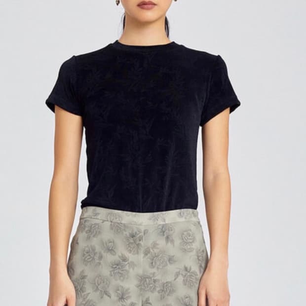 Teak bamboo jacquard jersey top