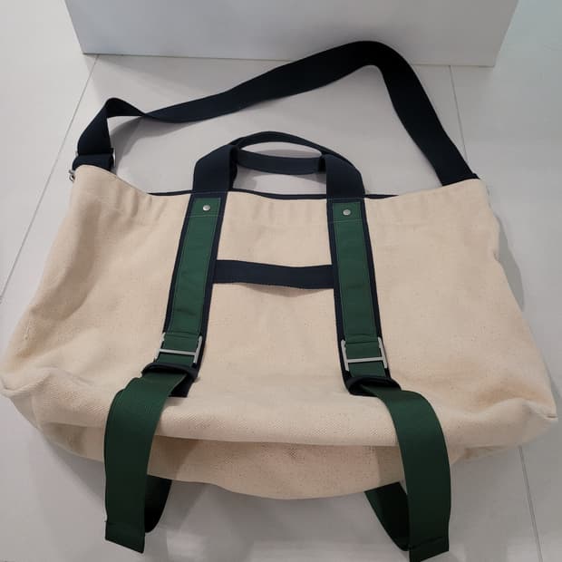 일꼬르소 정품] 일상과 여행을 잇는 감성, 웨빙 배색 캔버스 빅 토트백