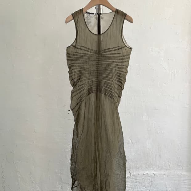 Jil Sander 질샌더 카키 컬러 시어 슬리브리스 원피스