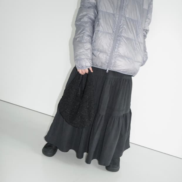 에프터먼데이 스웨이드 캉캉 롱스커트