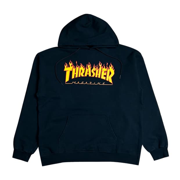 트레셔 빅로고 블랙 기모 후드티 M (실측 L)