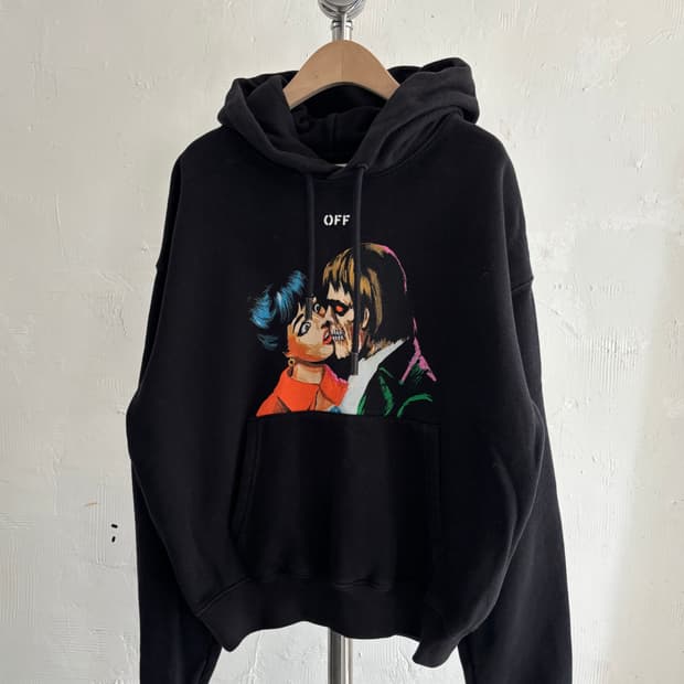 Off White 오프화이트 Kiss 그래픽 백로고 후드 스웻셔츠
